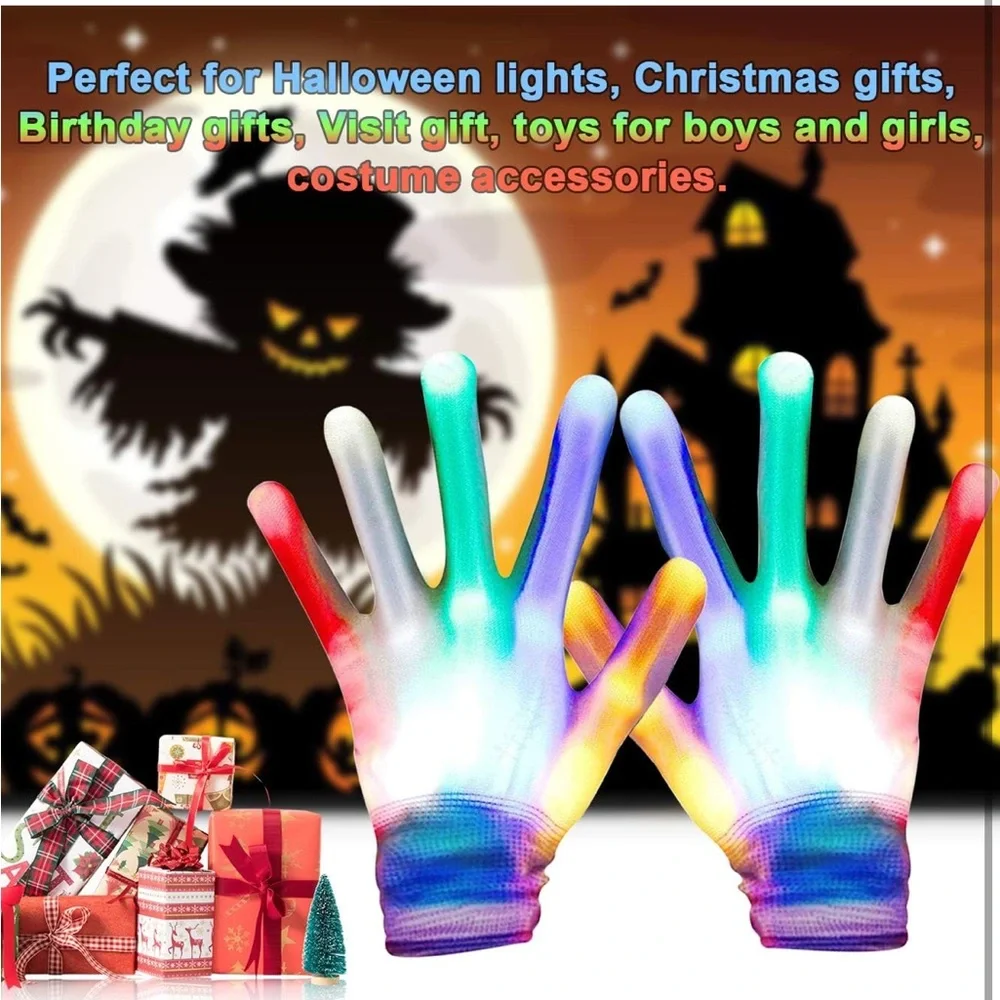 Set of 2-LED Flashing Gloves‎ Gifts for Halloween Costume/Birthday Glow Party